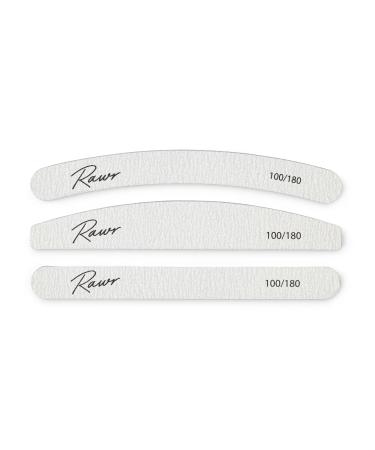 RAWR Professional Nail File (180/240 Grit) Disposable Double-Sided Mini Emery Boards Durable Nail Care Tools for Home or Salon Manicure and Pedicure Compact and Portable Nail Grooming Kit - Grey