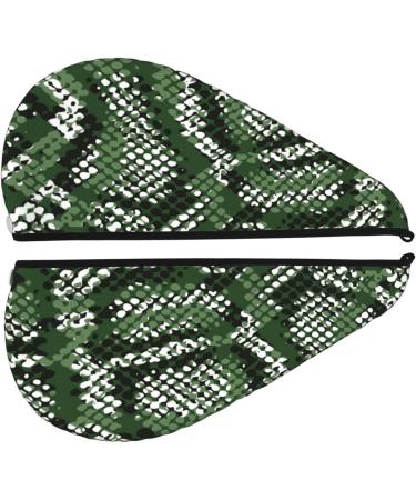 Green Snakeskin Microfiber Hair Towel - Soft Super Absorbent & Quick Dry Hair Wrap for Women with Long Curly & Thick Hair - Buy Online on GoSupps.com
