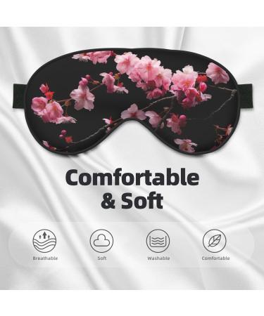 Japanese Cherry Flowers Print Soft Eye Mask | Sleep Mask for Women & Men | Comfortable Travel Sleep Eye Mask - Black - Buy Online on GoSupps.com