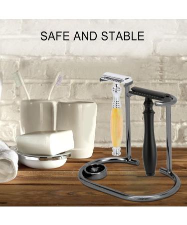 Durable Black Razor & Shaving Brush Stand - Modern Hygienic Design for Safe Bathroom Styling - Buy Online on GoSupps.com