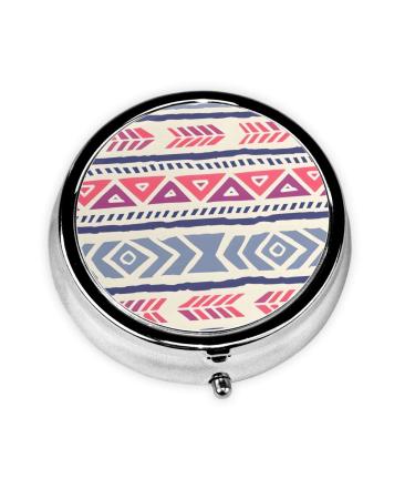 Plain Geometric Floral Patternround Pill Box 3 Compartment Round Pill Box Organizer Portable Travel Pill Box for Traveling.
