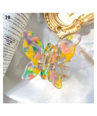 Yinyime hair clipping sweet fairy butterfly shape hair clips marble leopard print hair clips women acrylic hairpins barrettes hair accessories gift (color: 10)