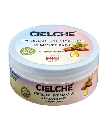 Cielche Micellar Eye Make-Up Remover Pads With Jojoba Oil 50 Pads For Waterproof & Longwear Make-Up