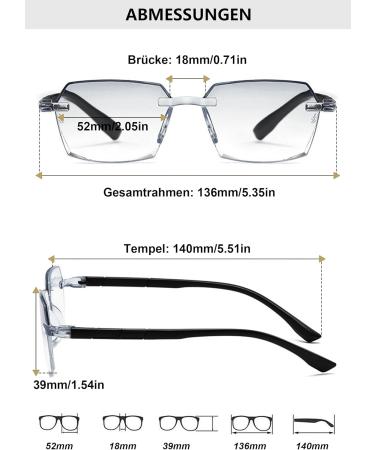 Lanomi 3 Pairs Frameless Reading Glasses for Men & Women - Blue Light Filter Diamond Cut Borderless Visual Aid (Gray Brown Transparent Lens) - 3.0x Magnification - Buy Online on GoSupps.com