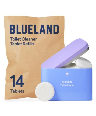 BLUELAND Toilet Cleaner Starter Set - Eco Friendly Products & Cleaning Supplies - No Harsh Chemicals, Plant-Based - Lemon Cedar - 14 tablets