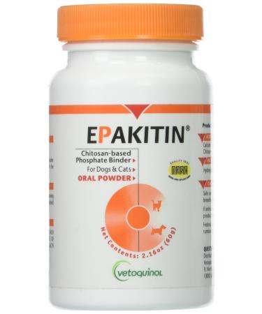 Vetoquinol Epakitin Chitosin-Based Phosphate Binder for Cats & Dogs  Renal Support Supplement Powder 60 Grams