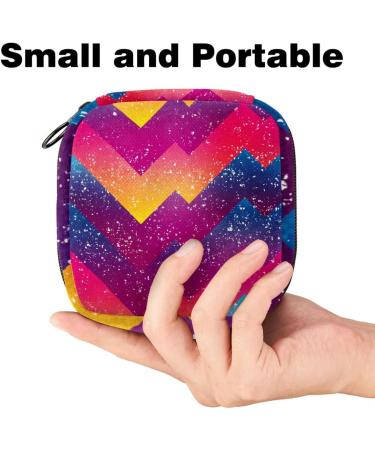 Portable Women's Binding Bags | Menstrual Cup Bags for Teens & Women | Colorful Tampon Storage - Rosy Blue Red Watercolor Chevron Stripes - Buy Online on GoSupps.com