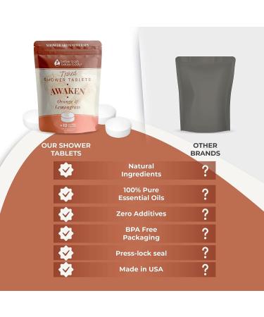 Awaken Shower Tablets - Orange & Lemongrass Essential Oil - 10 Tabs - Buy Online on GoSupps.com