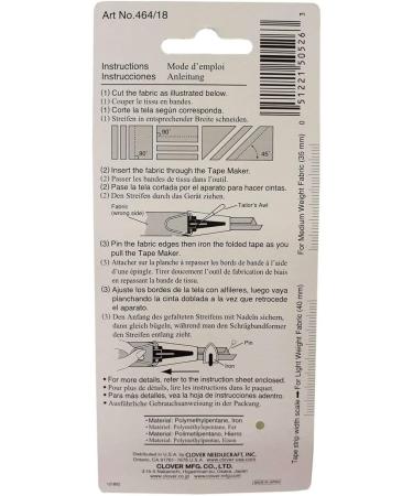 Clover Bias Tape Maker 3/4 -464-18 - Create Perfect Bias Tape Easily - Buy Online on GoSupps.com