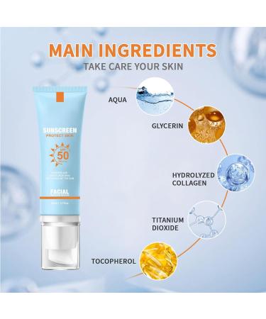 Moisturizing Sunscreen for Face SPF 50 - Travel Size Sunscreen No Sticky Refreshing Skin Care Solution for All Skin Type (2) - Buy Online on GoSupps.com