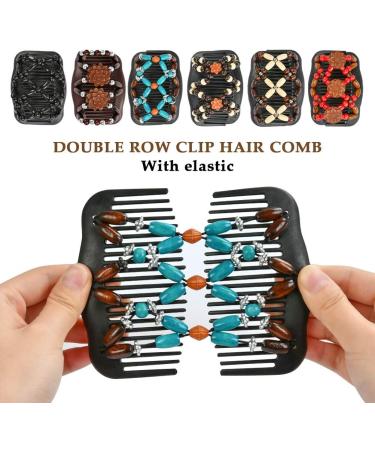 6 Pieces Beads Hair Combs Magic Elastic Hair Clips Stretchy Hair Comb Double Clips for Women Girls Hair Accessory - Buy Online on GoSupps.com