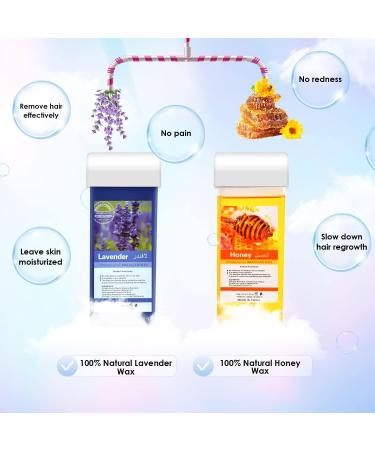 Roll on Wax Kit with Honey Lavender Cartridges | Wax Warmer for Women Men | Sensitive Skin Roller Kit with 100 Strips & 10 Wipes - Buy Online on GoSupps.com