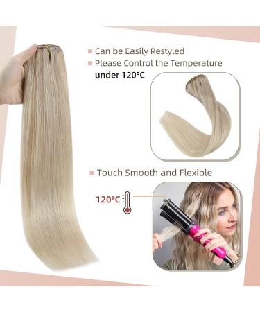 Blond Clip Extensions Real Hair 120g - Ash Blonde to Platinum 14 Inch (35cm) - 7pcs Human Hair Clip-Ins #16A/60 for Women - Buy Online on GoSupps.com