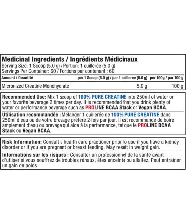 Pro Line Creatine Monohydrate | 100% Pure Micronized Creatine Monohydrate Supplement for Increased Muscle Mass Strength & Power | Unflavoured 60 Servings (300g) - Buy Online on GoSupps.com
