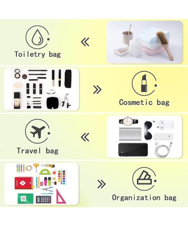 Yellow Nylon Waterproof Preppy Makeup Bag with Chenille Letter Patches - Women's Travel Organizer for Toiletries and Cosmetics - Buy Online on GoSupps.com