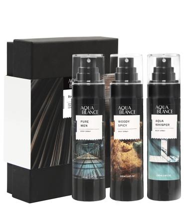 Deodorizing Body Spray for Men Mens Body Refreshing Spray Fragrance Mist Pack of 3 Each 3.4 Fl Oz Total 10.2 Fl Oz