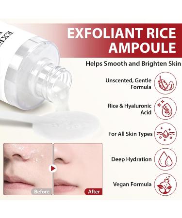 Ampoule de riz exfoliante avec eau de son de riz H et niacinamide essence de riz pour exfolier limine en douceur les cellules mortes de la peau assure une brillance saine hydrate et nourrit - Buy Online on GoSupps.com