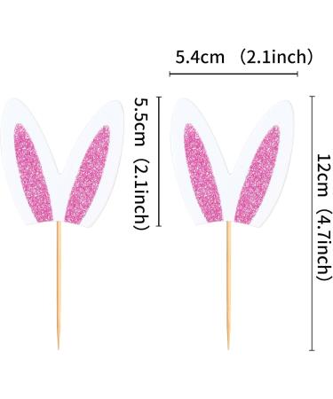 Ercadio 24 Pack Easter Bunny Pink Ears Cupcake Toppers Pink White Bunny Ears Cupcake Picks Easter Rabbit Ears Cupcake Toppers for Easter Day Theme Baby Shower Birthday Party Decor Supplies Pink-3 - Buy Online on GoSupps.com