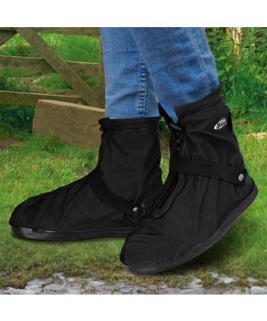 Whose Lemon Rain Waterproof Shoes Cover for Women Men Reusable Boot Covers with Upgrade Zipper Slip-Resistant PVC Rubber Sole Galoshes Black M(Women 5-6, Men 3-4)