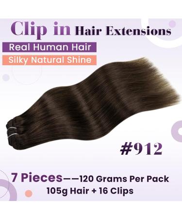 Laavoo Clip-In Real Hair Extensions - Brown Ash Highlight 120g 45cm 7Pcs - Remy Hair for Seamless Style - Buy Online on GoSupps.com