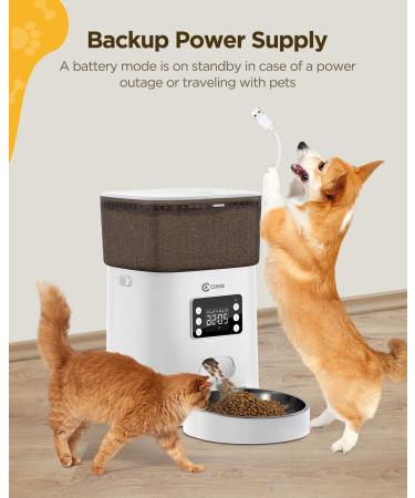 Ciays Automatic Cat Feeder 5.6L - Up to 20 Portions, 4 Meals a Day, Dual Power Supply, Voice Recorder - Pet Food Dispenser for Cats & Dogs - White - Buy Online on GoSupps.com
