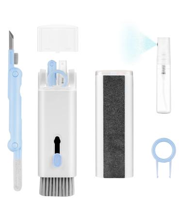 Upgrade Multifunctional 7 in 1 Electronic Cleaner Kit, mac Keyboard Cleaner Kit, and Screen Cleaner with Cleaning Brush, for Airpods/iPad/iPhone/Computer/airpods Charging Box (Blue) White