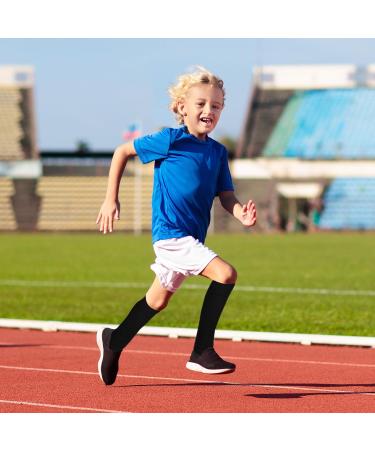 TSHAOUN Kids Football Socks - 2 Pairs Elastic & Breathable Sports Socks for Boys & Girls (130-150cm Up to 35cm Calf Circumference) - Black - Buy Online on GoSupps.com