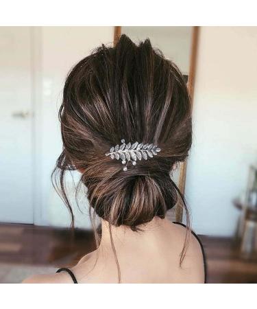 Dervivea Boho Leaves Hair Comb Pearl Bridal Wedding Hair Comb Silver Leaf Headpiece Comb Metal Leaf Branch Hair Combs Headpiece Decorative Hair Accessories for Women and Girls Headdress (Silver) - Buy Online on GoSupps.com