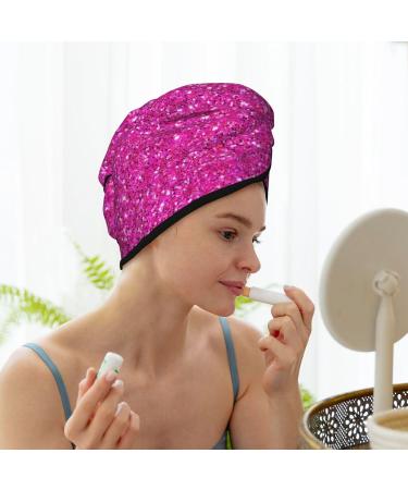 Quick-Dry Hair Towel Wrap with Button | Rose Red Glitter Hair Drying Turban | Best Towel for Fast Hair Drying - Buy Online on GoSupps.com