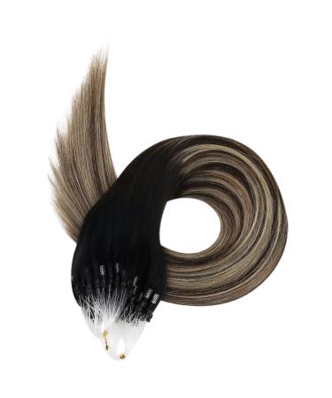 UGEAT Microring Extensions | Real Hair Black Ombre Caramel Brown | 55cm Micro Loop Hair Extensions | 50g 50 Stripes Remy Hair #1B/4/27 - Buy Online on GoSupps.com