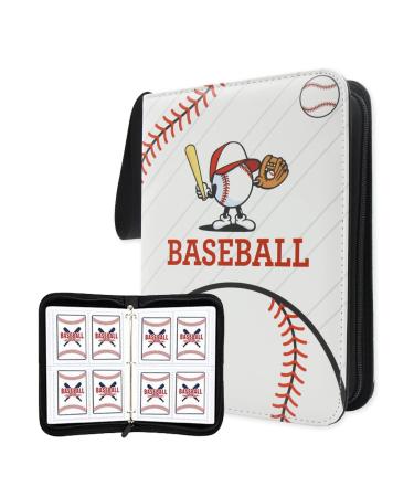 Fiuottu Baseball Card Binder,4-Pocket 480 Cards with 60 Removable Sleeves Trading Card Albums Sleeve Protectors, Sports Card Binder Collectible Trading Card Albums (Baseball) (White)