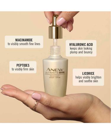 AVON Anew Ultimate Night Repair Serum | Anti-Aging Hyaluronic Acid & Niacinamide Serum for Youthful Skin - Buy Online on GoSupps.com