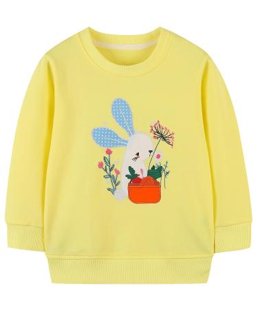Girls Sweatshirt for Kids Cotton Top Casual Jumper Girl T Shirt Toddler Clothes Long Sleeve Pullover Age 1-12 Years 6-7 Years Bunny 01