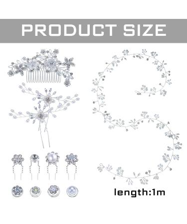 48 Pack Wedding Hair Comb with Faux Pearl and Crystal Accents - Bridal Hair Accessories for Bride, Bridesmaids, Prom - Silver Hair Clips and Pins - Buy Online on GoSupps.com