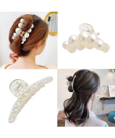 Rongyi 5 Piece Large Hair Clips - Elegant Pearl Slipproof for Thick Hair | Perfect for Weddings Vacations & Parties - Buy Online on GoSupps.com