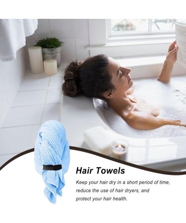 Premium Microfiber Hair Wrap Towel - Quick Dry Soft & Absorbent Turban for Long Thick Curly Hair - Elastic Strap Washable Soft Blue - Buy Online on GoSupps.com