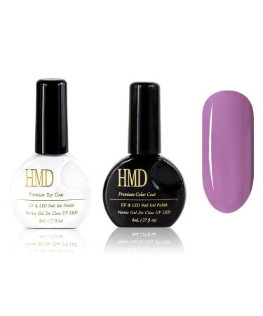 Canada HMD Soak Off UV LED GEl Nail polish color 038 with No Wipe Mirror Shine Top Coat set mauve color.