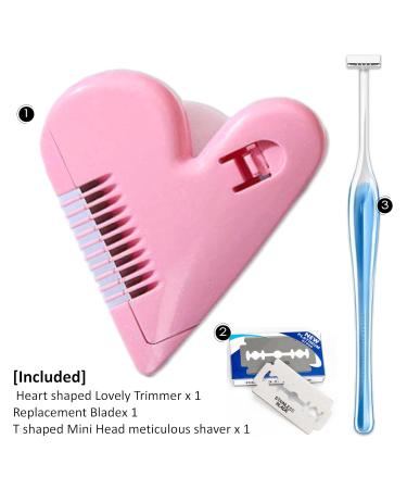 Munyee Hua Intimate Grooming Set for Women - 3 Razors Storage Bag & Toothbrush Set - Stylish Pink Heart Design - Buy Online on GoSupps.com