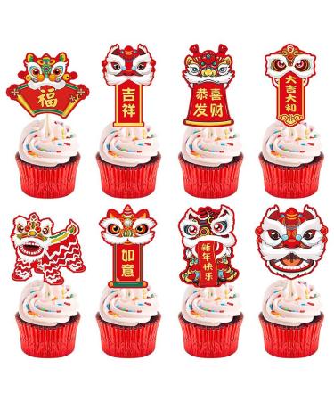 8Pcs Cupcake Topper 2024 Happy New Year Christmas Mini Cake Insert Wedding Decoration Party Supplies Party DIY Baking Tool
