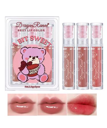 3Packs Lip Oil and Lip Gloss Set Lip Oil Hydrating Non-sticky Lip Glow Oil Tinted Clear Lip Plumper Moisturizing Lipgloss Set Gift For Women and Teenage Girl (06)