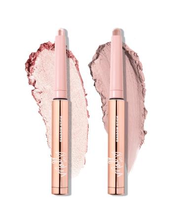 Mally Beauty Evercolor Eyeshadow Stick Duo- Dusty Rose Shimmer  Moonlight Shimmer - Waterproof and Crease-Proof Formula - Easy-to-Apply Buildable Color - Cream Shadow Stick