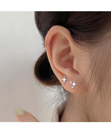 YienDoo Vintage Silver Punk Cross Star Dangle Drop Earrings | Rhinestone North Star Minimalist Huggie Hoops for Women - International Shipping Available - Buy Online on GoSupps.com