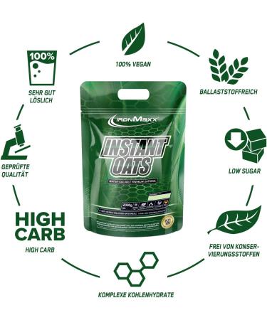 Ironmaxx Instant Oats Oatmeal - 2000g Vegan Weight Gainer | Low Sugar Preservative-Free | Healthy Breakfast Option - Buy Online on GoSupps.com