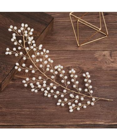 LALAFINA Womens Hair Accessories Gold Leaf Hair Clip Bridal Pearl Hair Vintage Leaves Wedding Barrettes Headpiece for Women Girls Womens Headbands - Buy Online on GoSupps.com
