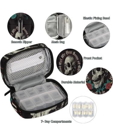 Buy Rock 'n' Roll Skull Roses Pill Case | Weekly Medicine Organizer & Travel Bag | Seven-Day Vitamin & Supplement Holder - Buy Online on GoSupps.com