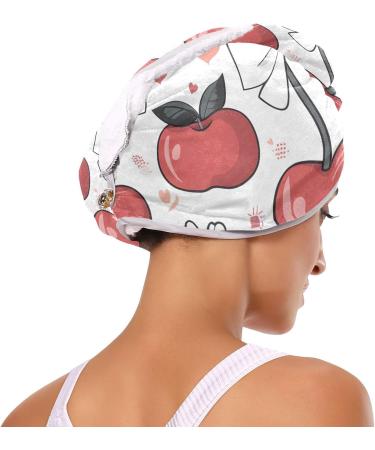 Red Cherry Bow & Daisy Flower Hair Towels - Super Absorbent Quick Dry 2 Pack | Hair Turbans for Women & Girls - Buy Online on GoSupps.com