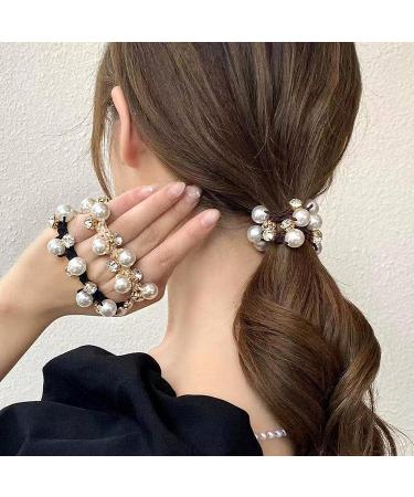 Noverlife 5PCS Pearl Hair Ties - Crystal Rhinestone Ponytail Holder Ropes for Women & Girls - Buy Online on GoSupps.com