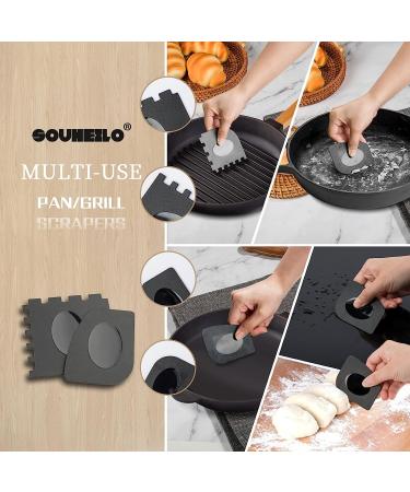 SOUHEILO Cast Iron Cleaning Kit with Upgraded Chainmail Scrubber and Pan Scraper - Medium Black | Dishwasher Safe Skillet Cleaner for Pans, Skillets, Dishes, Pots - Buy Online on GoSupps.com