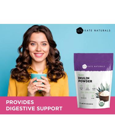 Kate Naturals Organic Inulin Powder (12oz) - USDA Certified Prebiotic Fiber for Gut Health, Vegan Baking, Gluten Free & Keto - Blue Agave Flavor - Buy Online on GoSupps.com