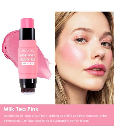 3Pcs Cream Blush & Highlighter Sticks for Cheeks & Lips - Highlighting Bronzer Pen for All Skin - High Gloss White & Milk Tea Pink - 3 Count (Pack of 1) - Buy Online on GoSupps.com